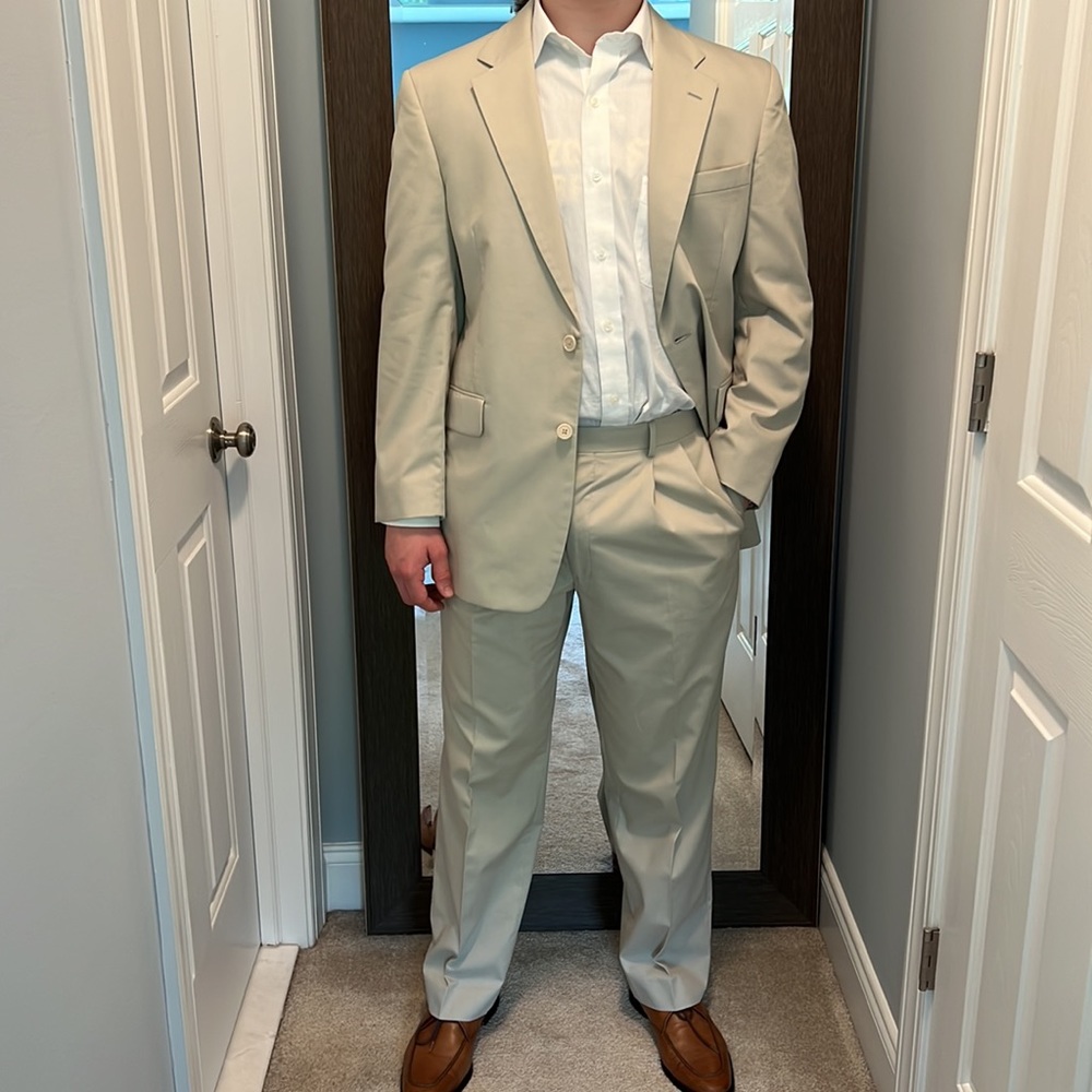 Jos A Bank Tan Suit